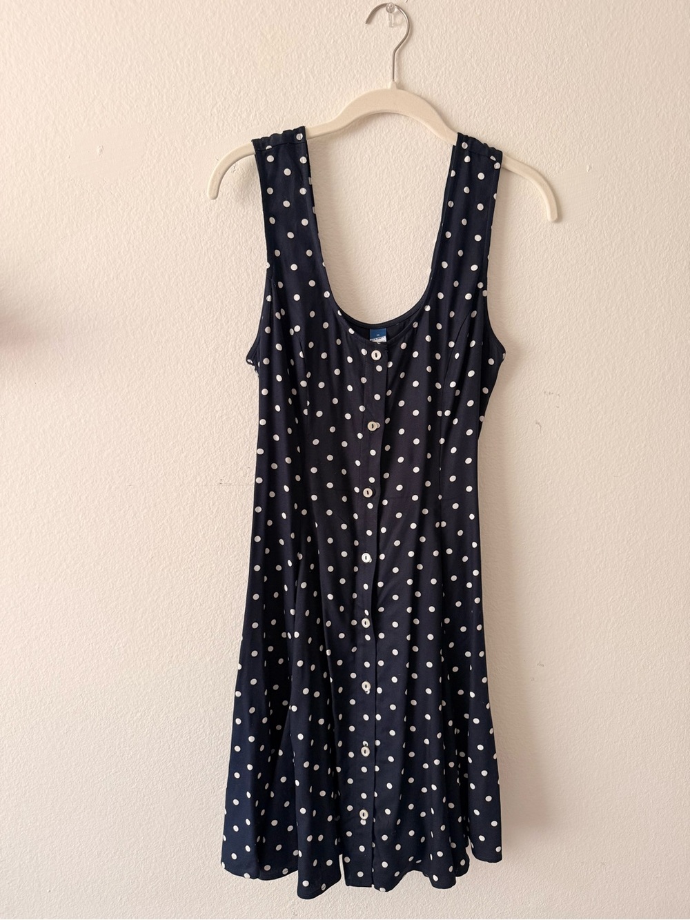 Old Navy Navy and White Polka Dot Midi Dress